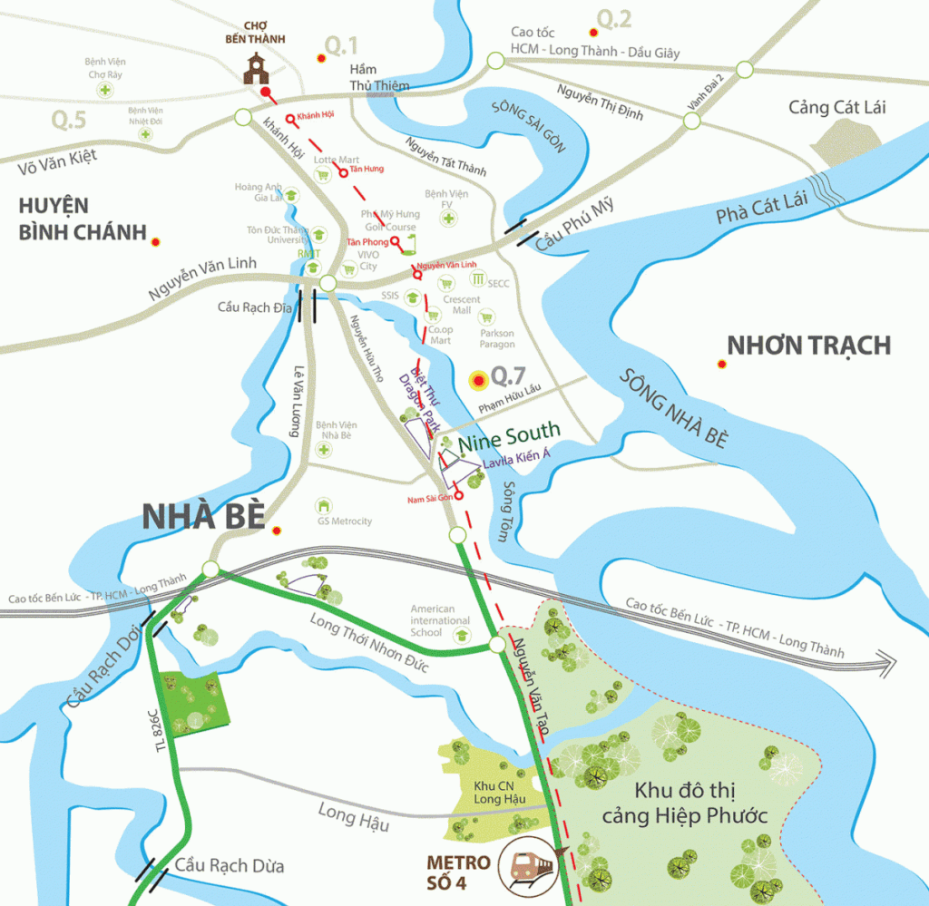 Bản đồ vị trí đất dự án Sài Gòn Village tại Long Hậu