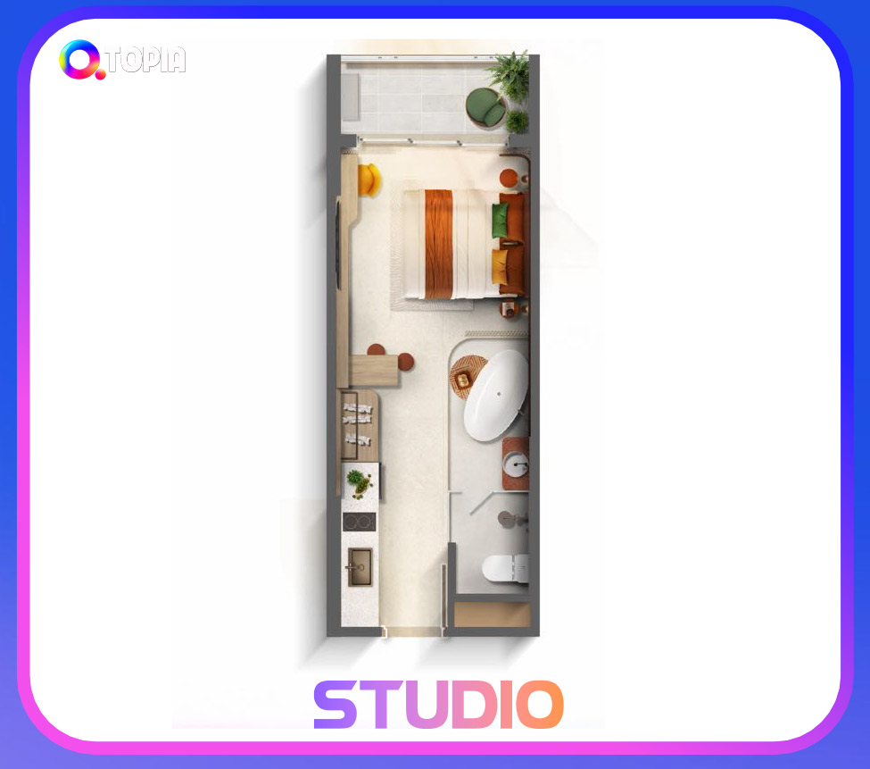Mặt bằng minh họa Studio Qtopia Phước Hải