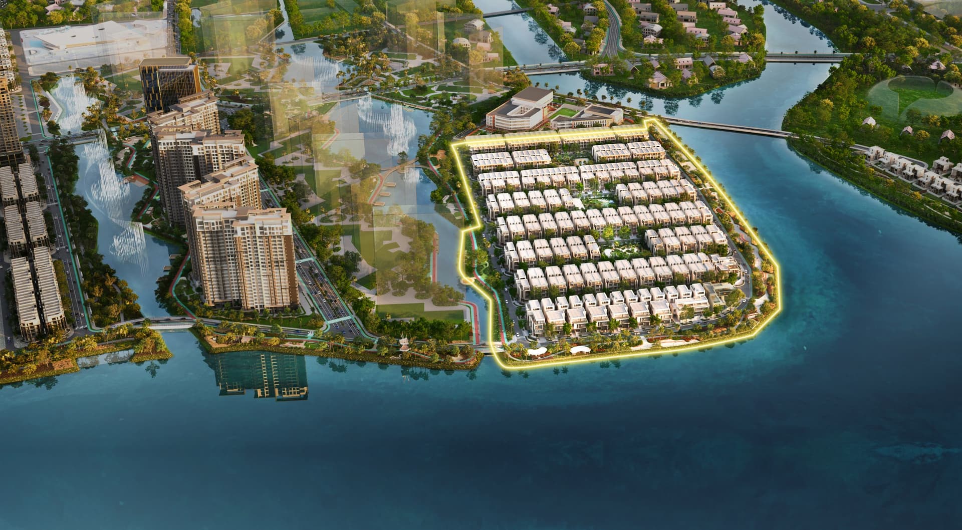 Phối cảnh tổng quan quy hoạch bán đảo Sola The Global City